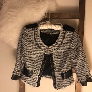 Bebe Black and White Embellished Blazer Size 2